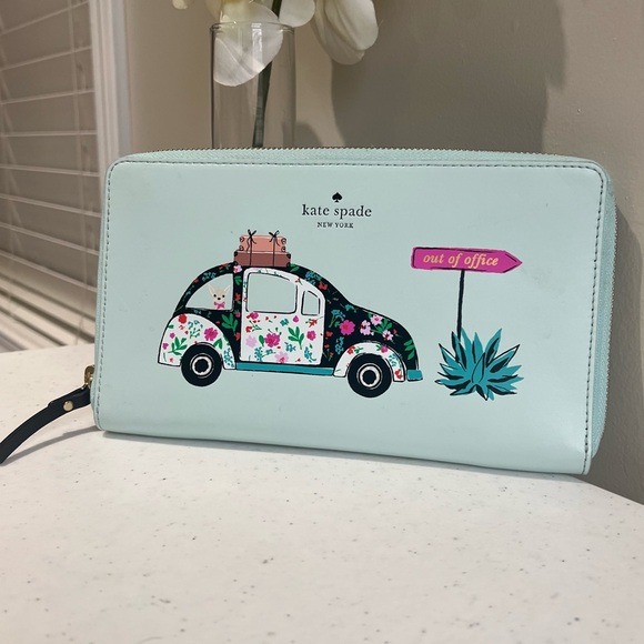 kate spade Handbags - Kate Spade Graphic New Horizons Out Of Office Kaden Aqua Wallet.